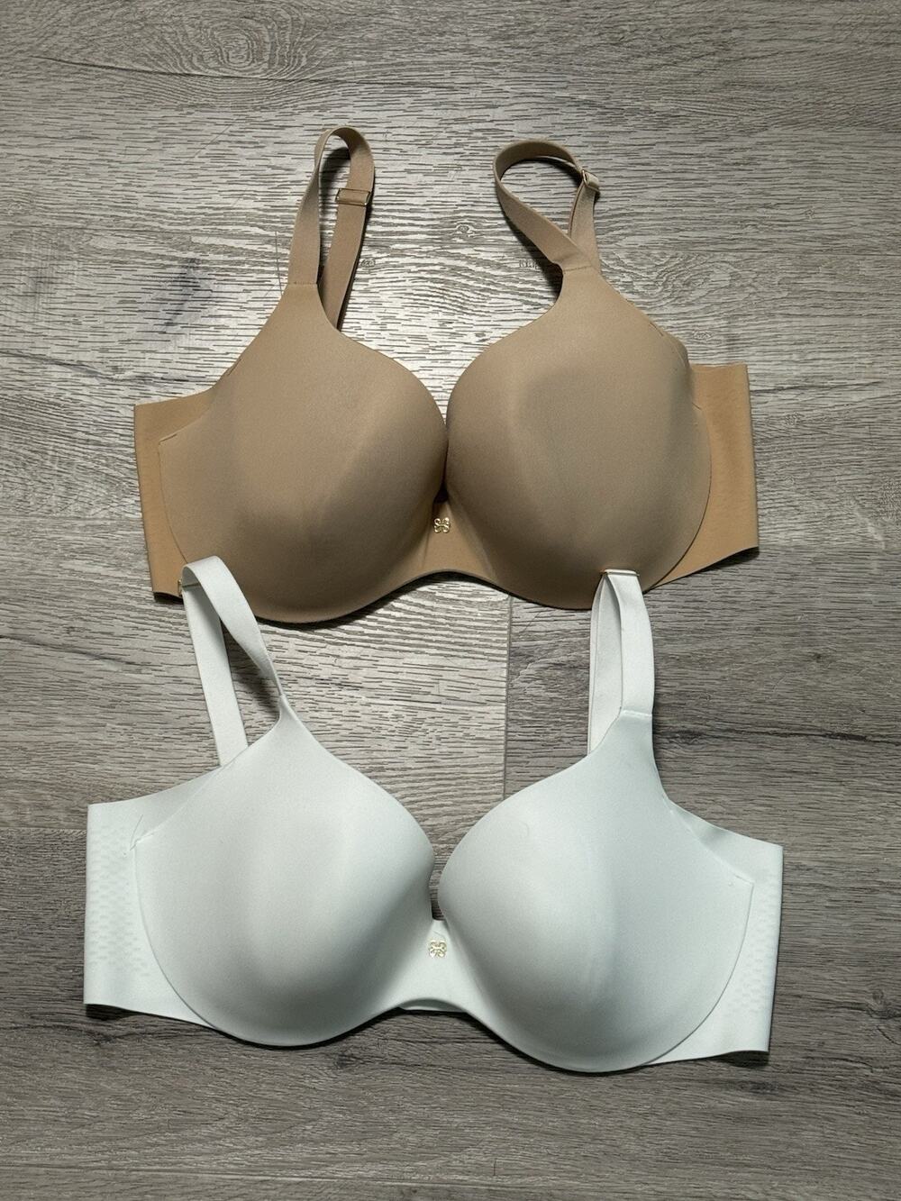 2 Lot 36D Honeylove Cloudembrace Bra With Cloudwire White Tan EUC MSRP $158